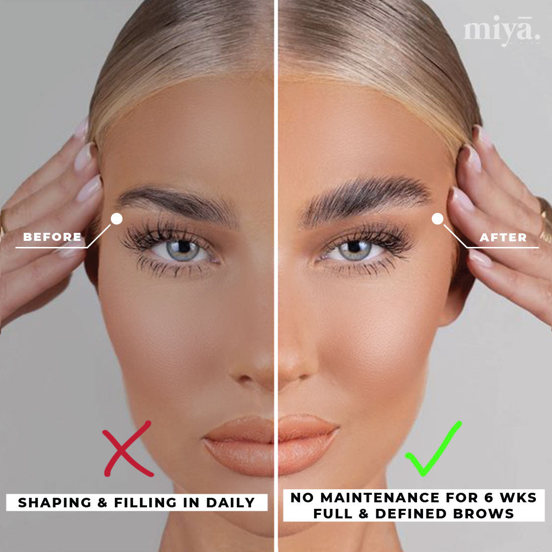 With and Without Eyebrow Lamination Face Comparison